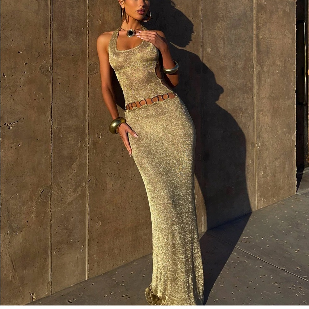 Elegant Gold Maxi Dress